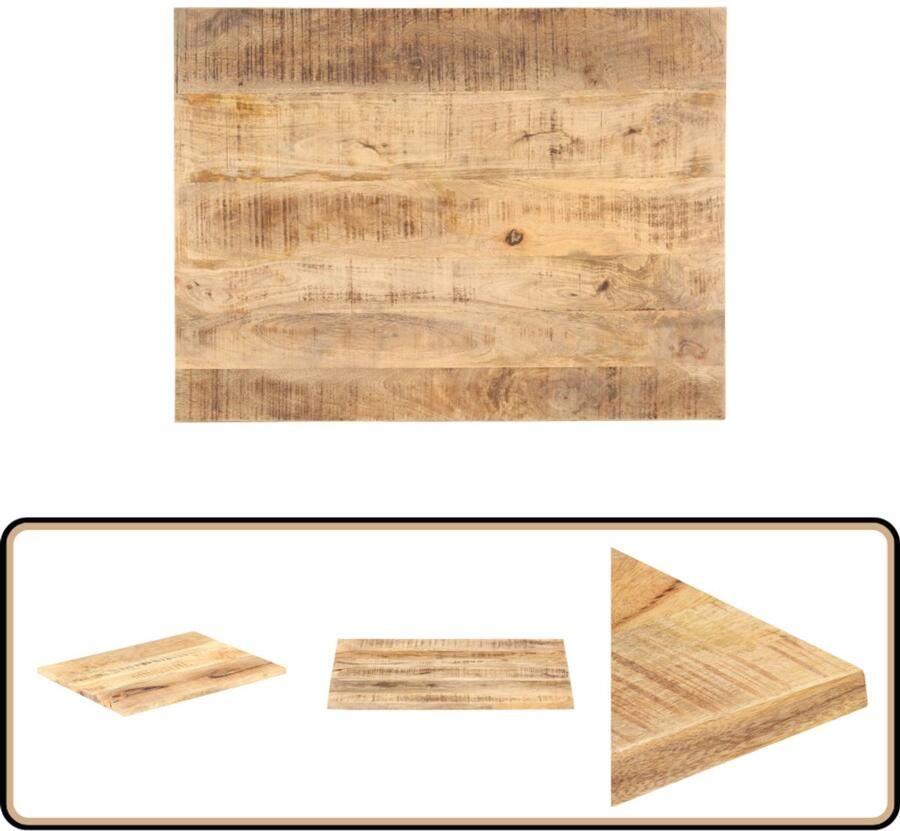 VidaXL Tafelblad Mangohout 90x60 cm Tafeltje Tafelblad Mangohout Industrieel Design Vintage Tafel