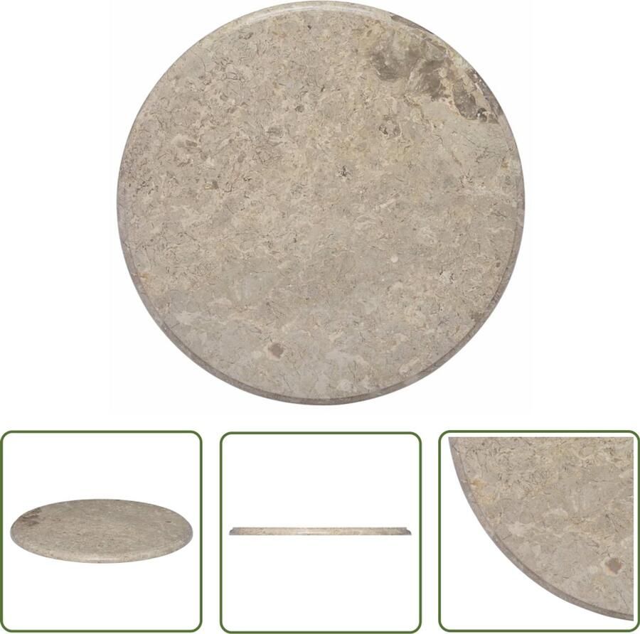 VidaXL Tafelblad Marmer Grijs Ø60 cm Marmeren Tafelblad Grijze Tafelblad Ronde Tafelblad Vervangen Eetkamertafel Salontafel Tuin Tafel Interieurdecoratie