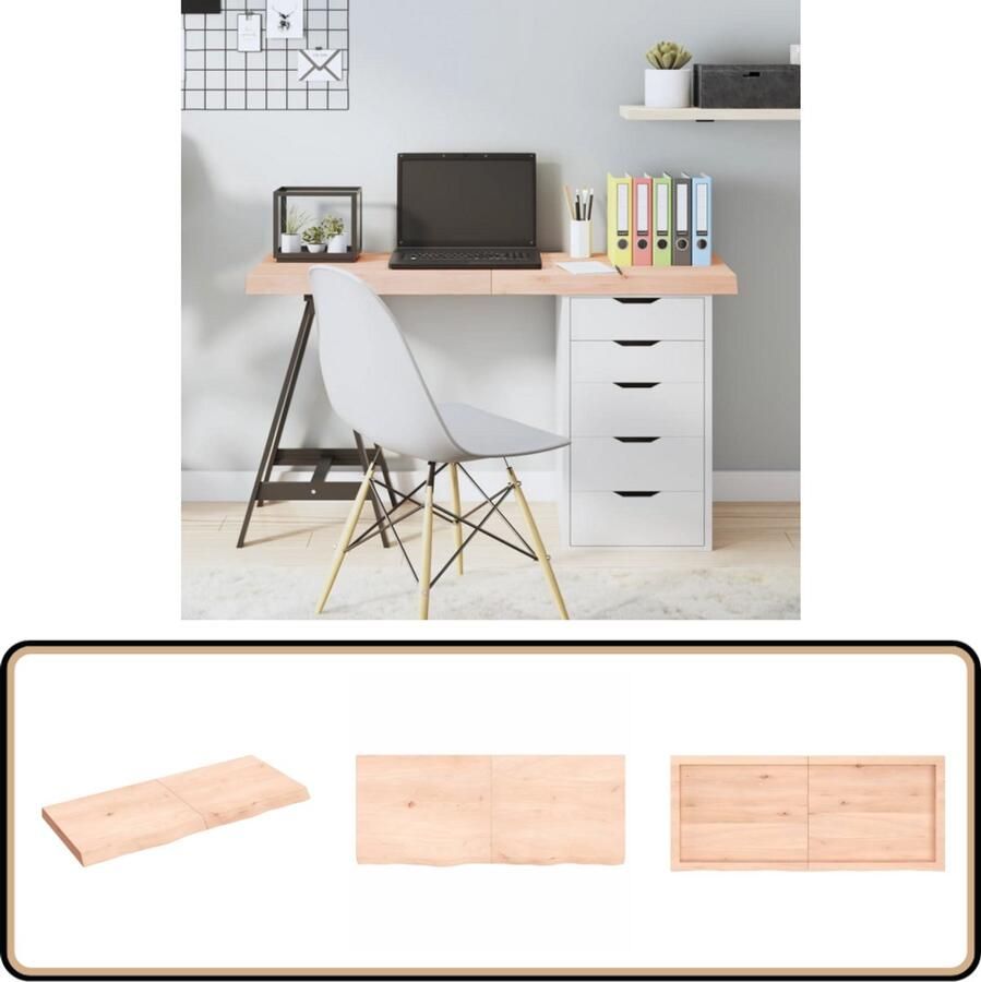 VidaXL Tafelblad Massief Eikenhout 120x50 cm Onbehandeld Tafelblad Eiken Eikenhouten Tafelblad Massief Eiken Tafelblad Vervangen Salontafel