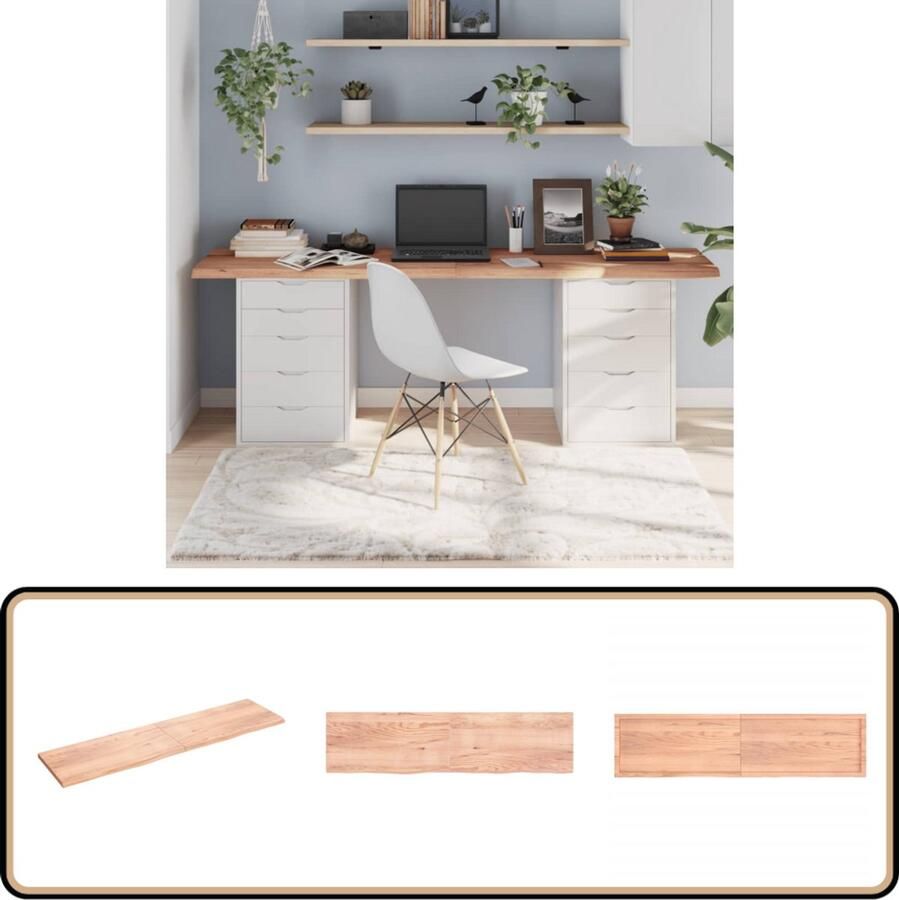 VidaXL Tafelblad Massief Eikenhout 200x50 cm Lichtbruin Eikenhouten Tafelblad Massief Eikenhout Tafelblad Vervangen Salontafel Eetkamertafel Handmade Vintage Tafel