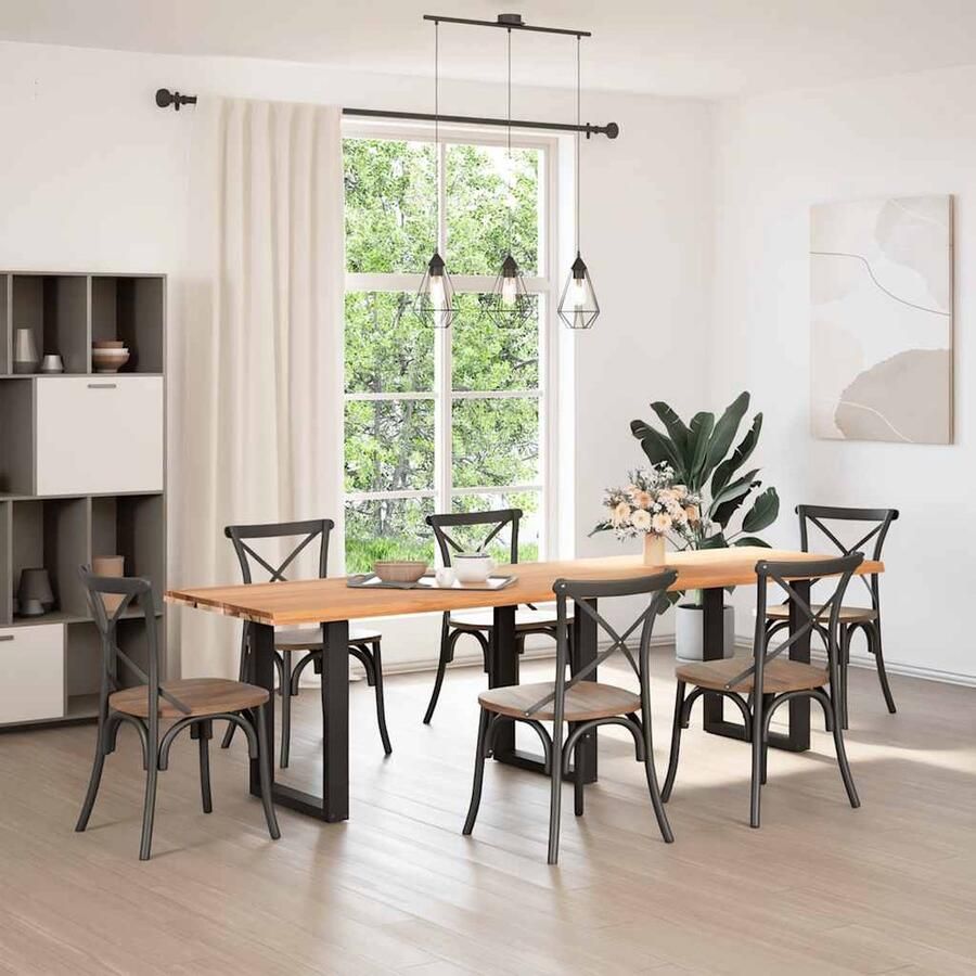 VidaXL Tafelblad Massief Eikenhout 280x80x4 cm Eikenhouten Tafelblad Rechte Tafel Eetkamertafel Salontafel Grote Tafel