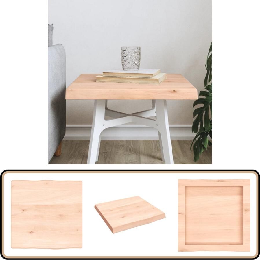 VidaXL Tafelblad Massief Eikenhout 40x40 cm Natuurlijke Rand Eikenhouten Tafelblad Vervangen Oak Wood Tabletop Houten Tafeltop Vintage Tafelblad Industrieel Tafelblad Handmade Tafelblad