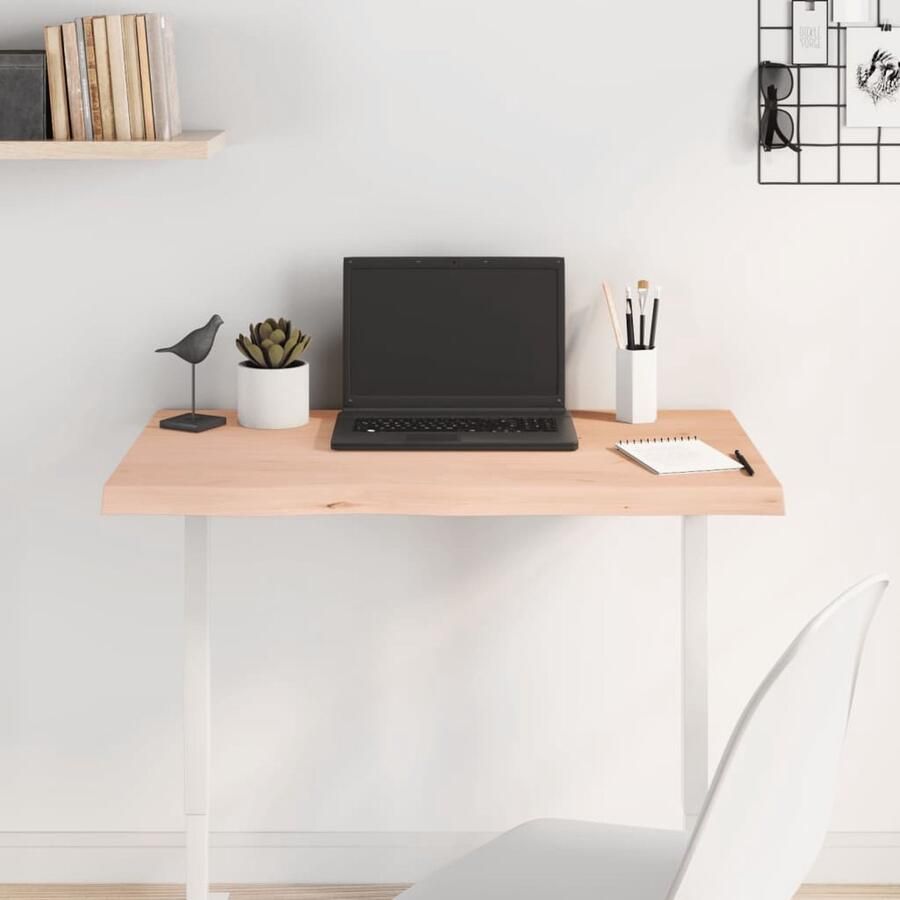 VidaXL Tafelblad Massief Eikenhout 80x60 cm Tafelblad Eikenhouten Tafelblad Massief Eikenhout Tafelblad Vervangen Eetkamertafel Salontafel Koffietafel Vintage Tafelblad - Foto 2