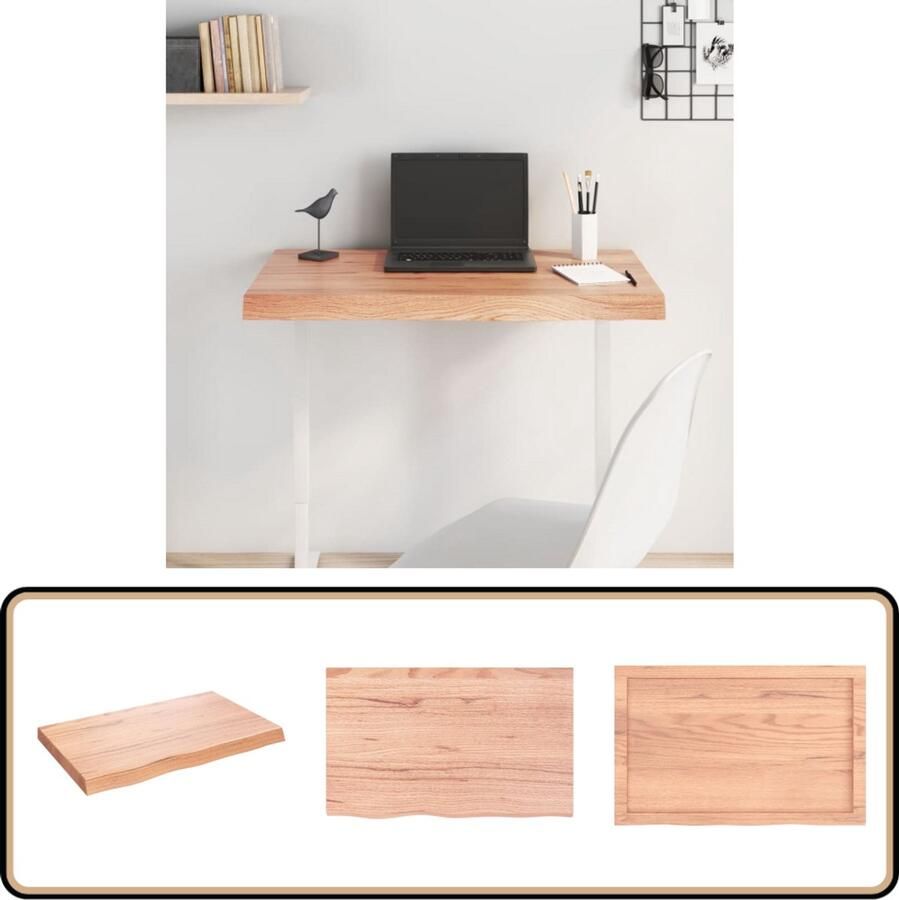 VidaXL Tafelblad Massief Eikenhout Lichtbruin Eikenhouten Tafelblad Vervangen Massief Eikenhout Salontafel Eethoek Tafel Vintage Tafelblad Industriële Tafel Landelijke Tafel