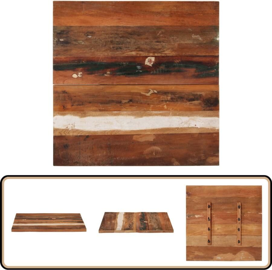 VidaXL Tafelblad Massief Gerecycled Hout 70x70 cm Tafelblad Houten Tafelblad Vintage Tafelblad Industriële Tafelblad Recyclen Tafelladen Tweedehands Tafelblad Rustic Tafelblad