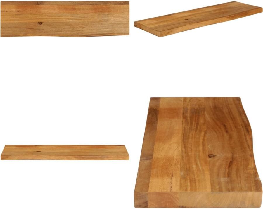VidaXL Tafelblad met natuurlijke rand 100x30x3 8 cm massief mangohout Tafelblad Tafelbladen Vervangend Tafelblad Meubelpaneel