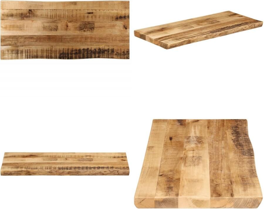 VidaXL Tafelblad met natuurlijke rand 100x40x3 8 cm massief mangohout Tafelblad Tafelbladen Vervangend Tafelblad Meubelpaneel