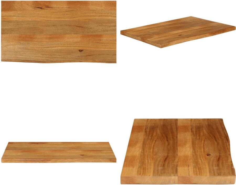 VidaXL Tafelblad met natuurlijke rand 100x60x2 5 cm massief mangohout Tafelblad Tafelbladen Vervangend Tafelblad Meubelpaneel