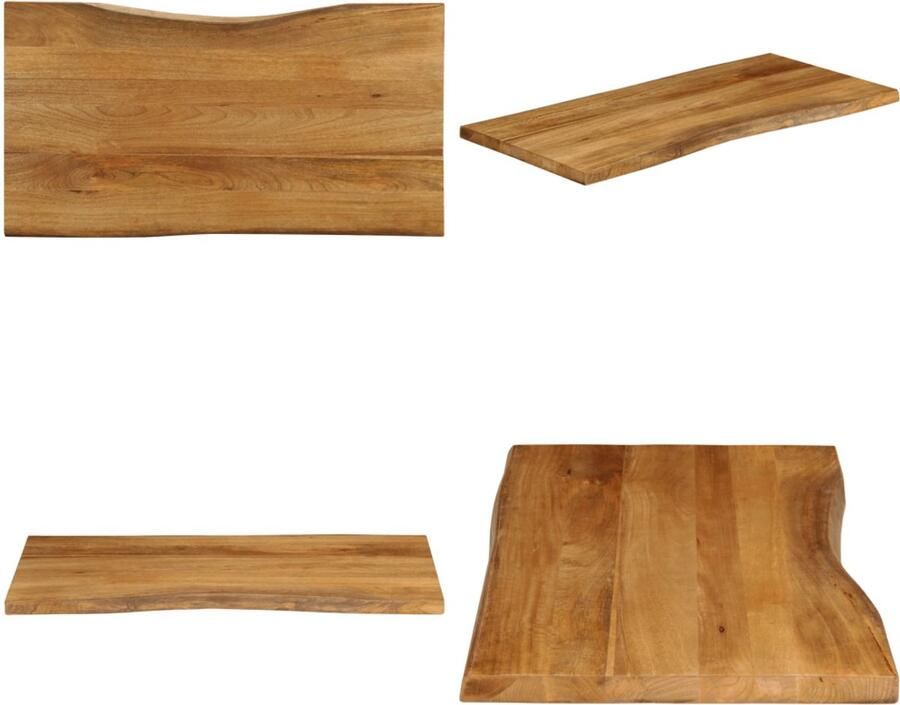 The Living Store Houten Tafelblad 100 x 60 x 2.5 cm Massief Mangohout met Eikenkleurige Afwerking Houten Tafelblad Vervangen Mangohout Tafelblad Eiken Kleur Vintage Tafelblad
