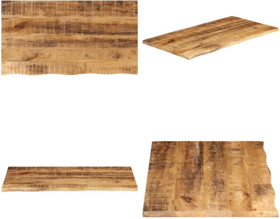 VidaXL Tafelblad met natuurlijke rand 100x60x2 5 cm massief mangohout Tafelblad Tafelbladen Vervangend Tafelblad Meubelpaneel