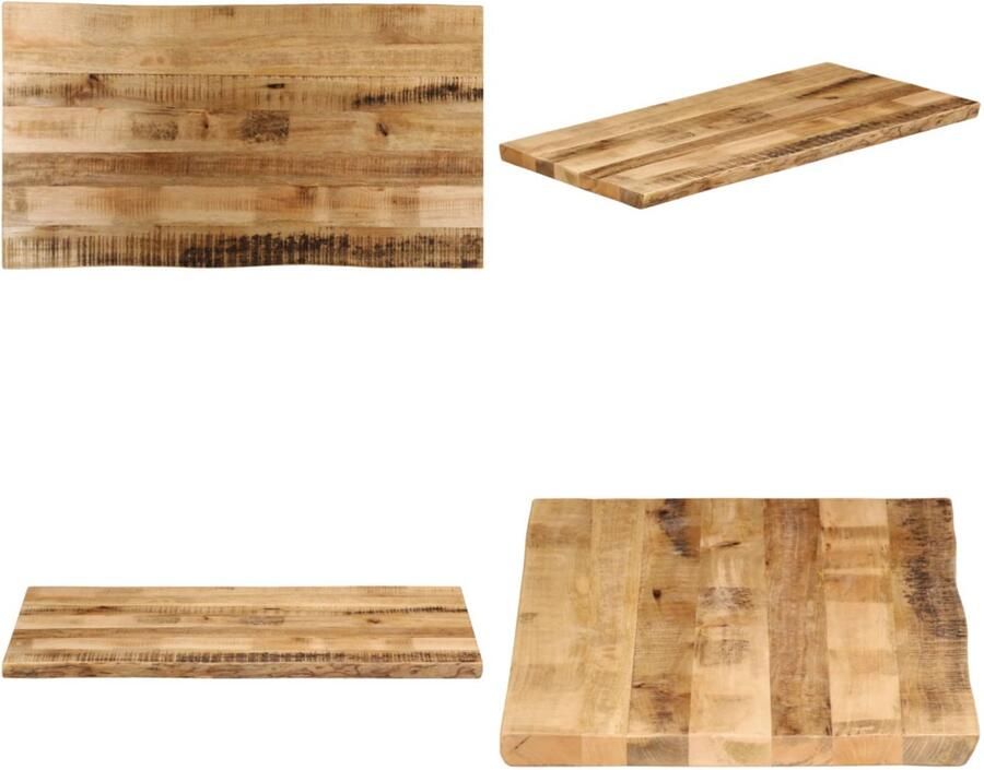VidaXL Tafelblad met natuurlijke rand 100x60x2 5 cm massief mangohout Tafelblad Tafelbladen Vervangend Tafelblad Meubelpaneel