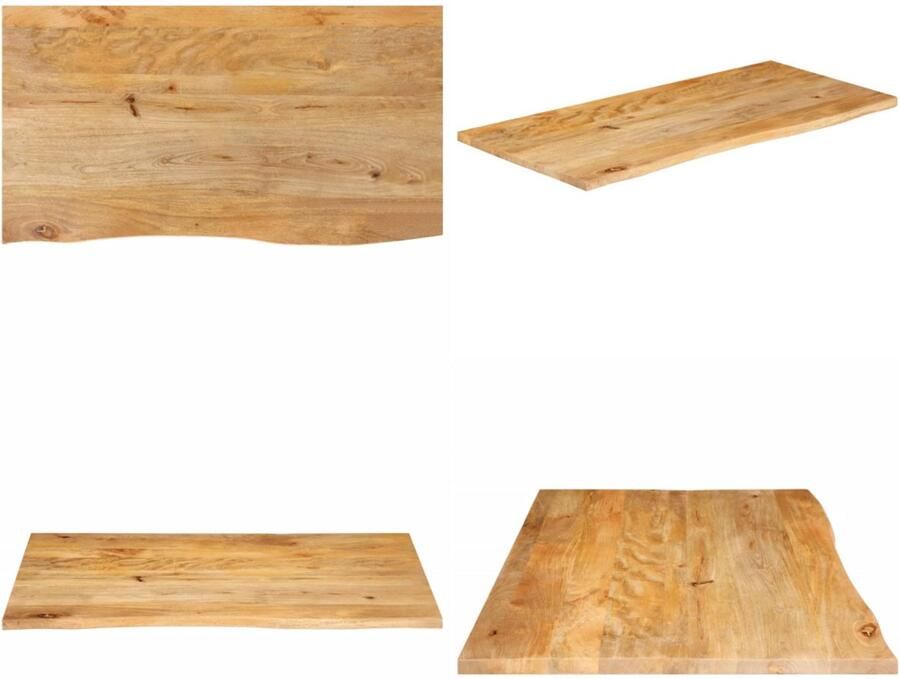 VidaXL Tafelblad met natuurlijke rand 100x60x2 5 cm massief mangohout Tafelblad Tafelbladen Vervangend Tafelblad Meubelpaneel