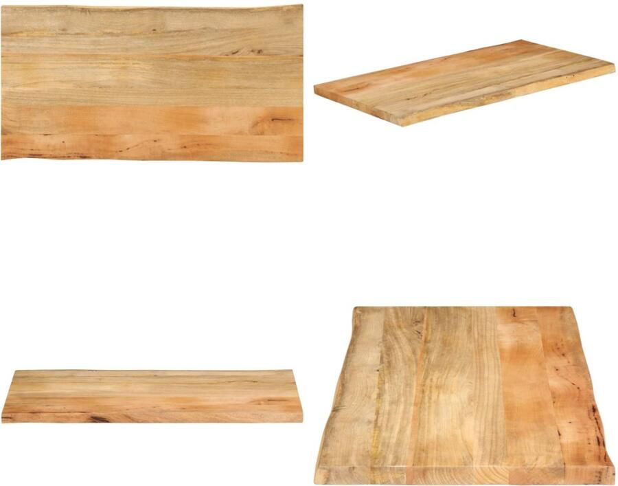 VidaXL Tafelblad met natuurlijke rand 100x60x3 8 cm massief mangohout Tafelblad Tafelbladen Vervangend Tafelblad Meubelpaneel