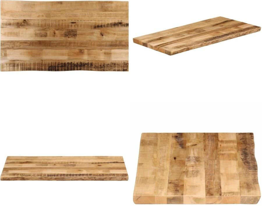 VidaXL Tafelblad met natuurlijke rand 100x60x3 8 cm massief mangohout Tafelblad Tafelbladen Vervangend Tafelblad Meubelpaneel