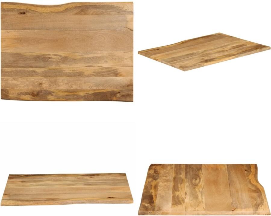 VidaXL Tafelblad met natuurlijke rand 100x80x2 5 cm massief mangohout Tafelblad Tafelbladen Vervangend Tafelblad Meubelpaneel