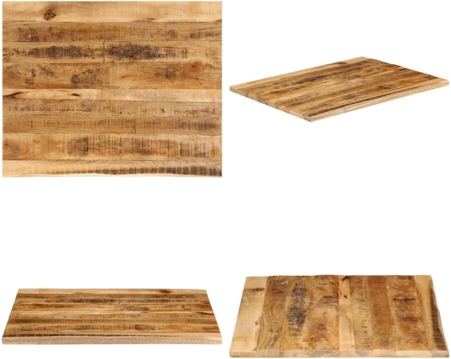 VidaXL Tafelblad met natuurlijke rand 100x80x3 8 cm massief mangohout Tafelblad Tafelbladen Vervangend Tafelblad Meubelpaneel
