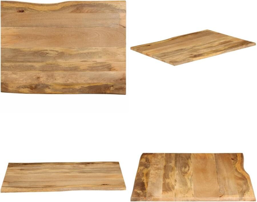 VidaXL Tafelblad met natuurlijke rand 100x80x3 8 cm massief mangohout Tafelblad Tafelbladen Vervangend Tafelblad Meubelpaneel