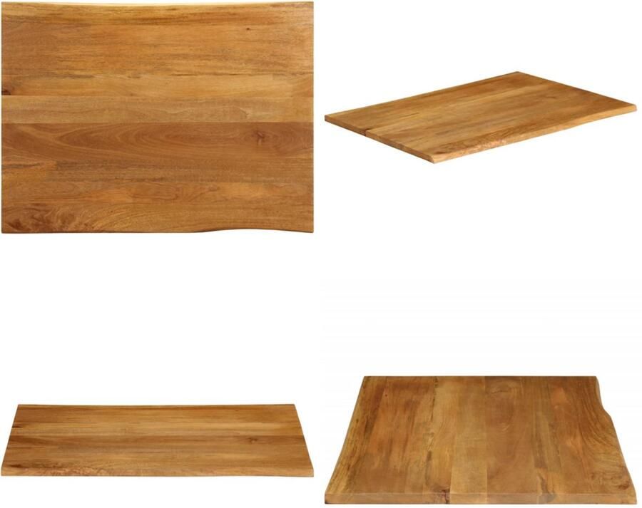 VidaXL Tafelblad met natuurlijke rand 100x80x3 8 cm massief mangohout Tafelblad Tafelbladen Vervangend Tafelblad Meubelpaneel
