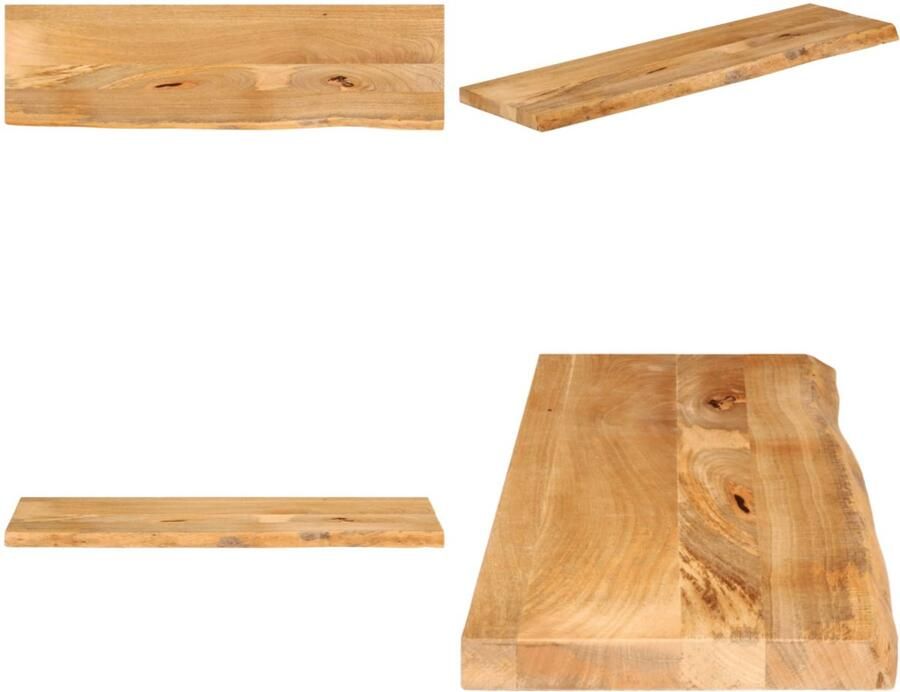 VidaXL Tafelblad met natuurlijke rand 110x20x2 5 cm massief mangohout Tafelblad Tafelbladen Vervangend Tafelblad Meubelpaneel
