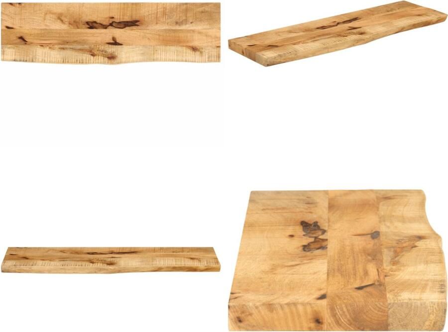 VidaXL Tafelblad met natuurlijke rand 110x20x3 8 cm massief mangohout Tafelblad Tafelbladen Vervangend Tafelblad Meubelpaneel