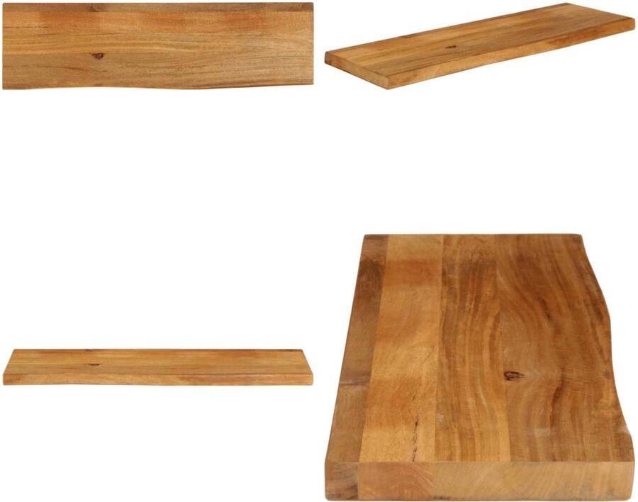 VidaXL Tafelblad met natuurlijke rand 110x30x3 8 cm massief mangohout Tafelblad Tafelbladen Vervangend Tafelblad Meubelpaneel