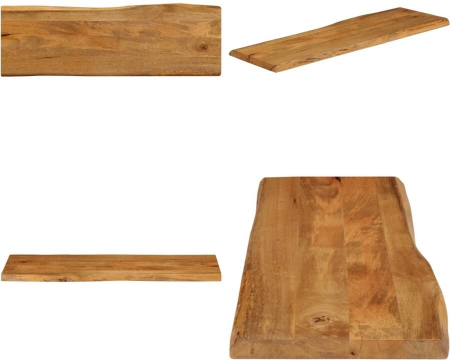 VidaXL Tafelblad met natuurlijke rand 110x40x3 8 cm massief mangohout Tafelblad Tafelbladen Vervangend Tafelblad Meubelpaneel