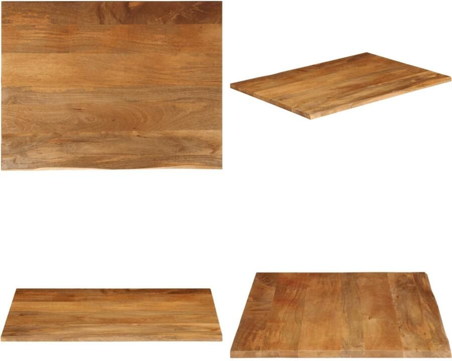 VidaXL Tafelblad met natuurlijke rand 110x80x2 5 cm massief mangohout Tafelblad Tafelbladen Vervangend Tafelblad Meubelpaneel