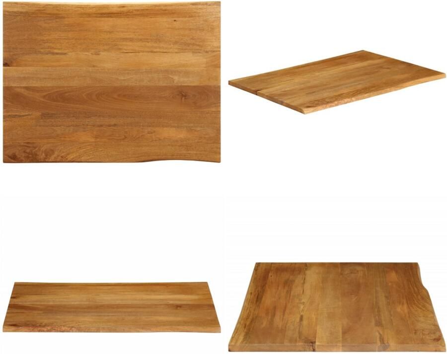 VidaXL Tafelblad met natuurlijke rand 110x80x2 5 cm massief mangohout Tafelblad Tafelbladen Vervangend Tafelblad Meubelpaneel