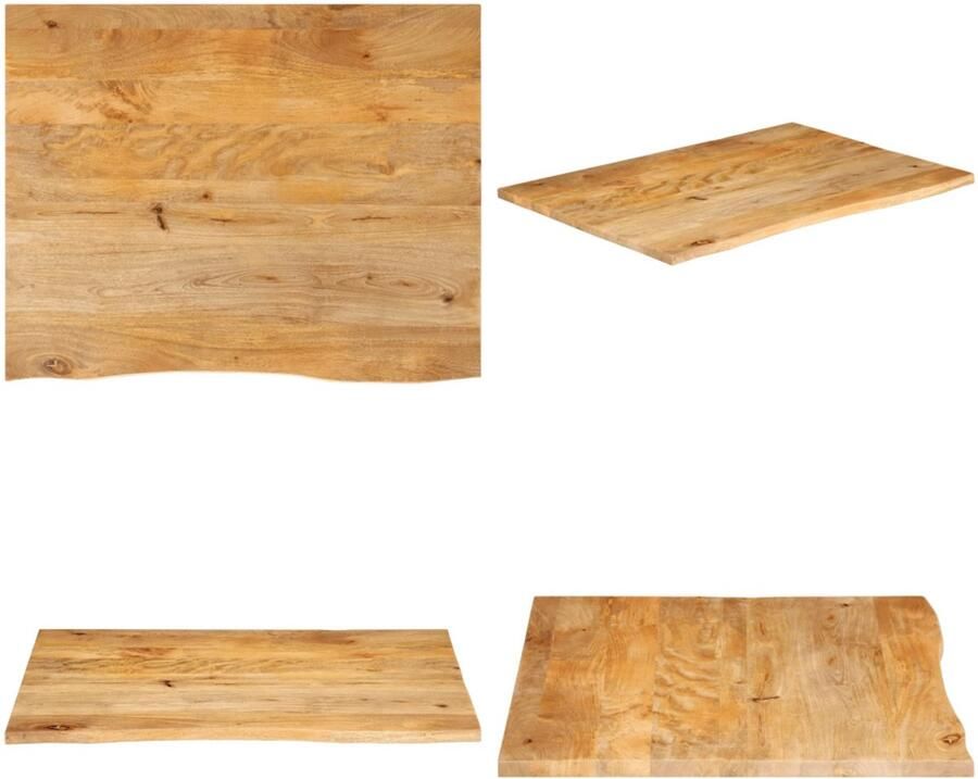 VidaXL Tafelblad met natuurlijke rand 110x80x2 5 cm massief mangohout Tafelblad Tafelbladen Vervangend Tafelblad Meubelpaneel