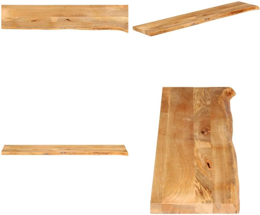 VidaXL Tafelblad met natuurlijke rand 140x30x3 8 cm massief mangohout Tafelblad Tafelbladen Vervangend Tafelblad Meubelpaneel