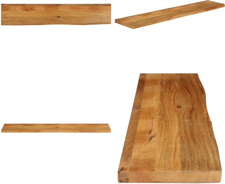 VidaXL Tafelblad met natuurlijke rand 160x40x2 5 cm massief mangohout Tafelblad Tafelbladen Vervangend Tafelblad Meubelpaneel