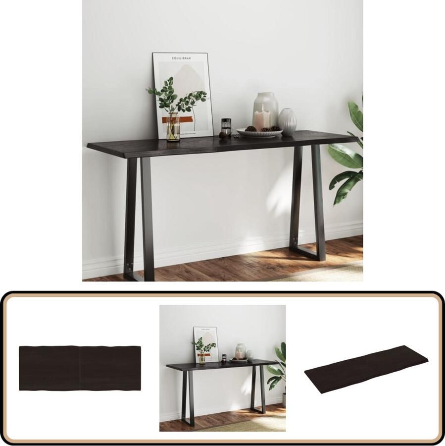 VidaXL Tafelblad met natuurlijke rand 160x60 cm Eikenhout Tafelblad Eiken Eikenhouten Tafelblad Vervangen Salontafel Eethoek Keukenblad Vintage Tafel Industriele Tafel