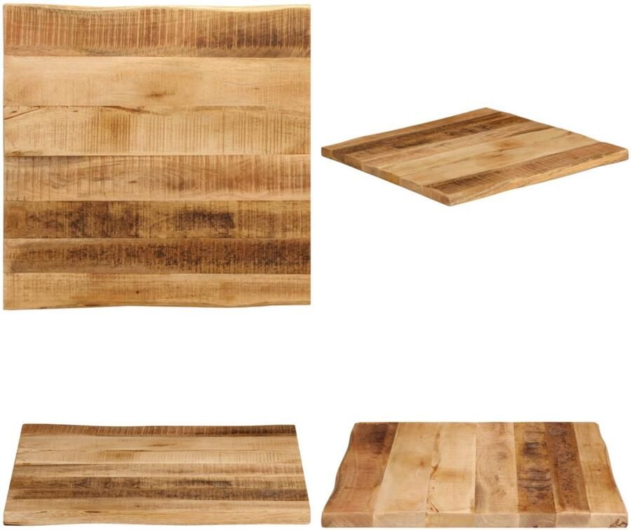 VidaXL Tafelblad met natuurlijke rand 40x40x2 5 cm massief mangohout Tafelblad Tafelbladen Vervangend Tafelblad Meubelpaneel