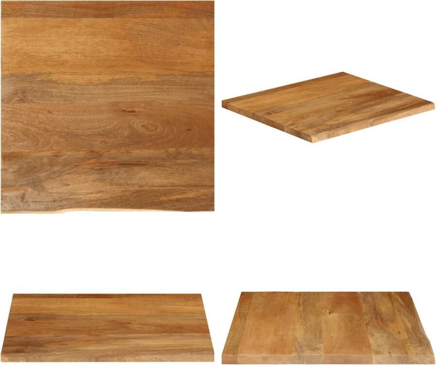 VidaXL Tafelblad met natuurlijke rand 40x40x2 5 cm massief mangohout Tafelblad Tafelbladen Vervangend Tafelblad Meubelpaneel