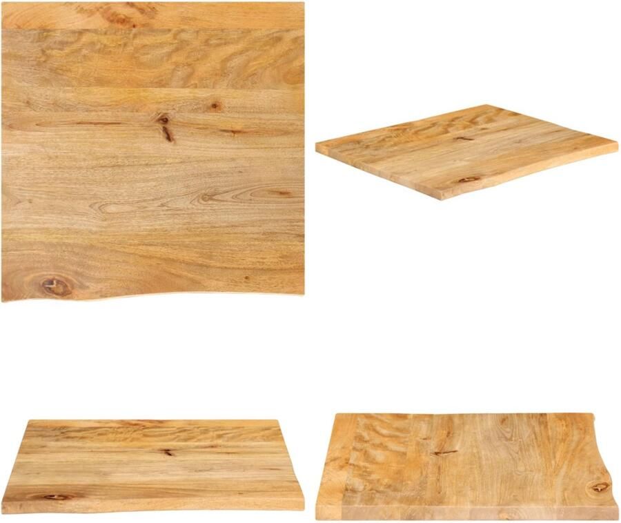 VidaXL Tafelblad met natuurlijke rand 40x40x2 5 cm massief mangohout Tafelblad Tafelbladen Vervangend Tafelblad Meubelpaneel