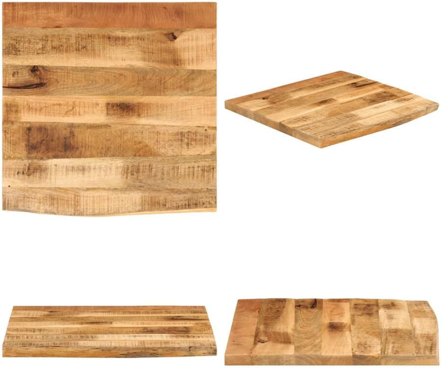 VidaXL Tafelblad met natuurlijke rand 40x40x2 5 cm massief mangohout Tafelblad Tafelbladen Vervangend Tafelblad Meubelpaneel