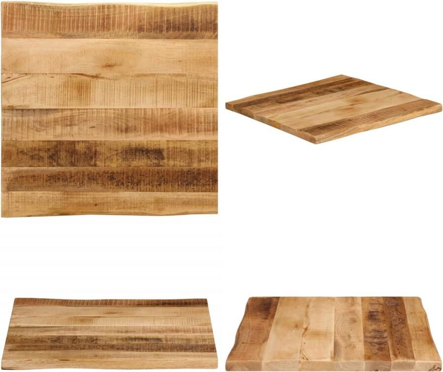 VidaXL Tafelblad met natuurlijke rand 60x60x2 5 cm massief mangohout Tafelblad Tafelbladen Vervangend Tafelblad Meubelpaneel