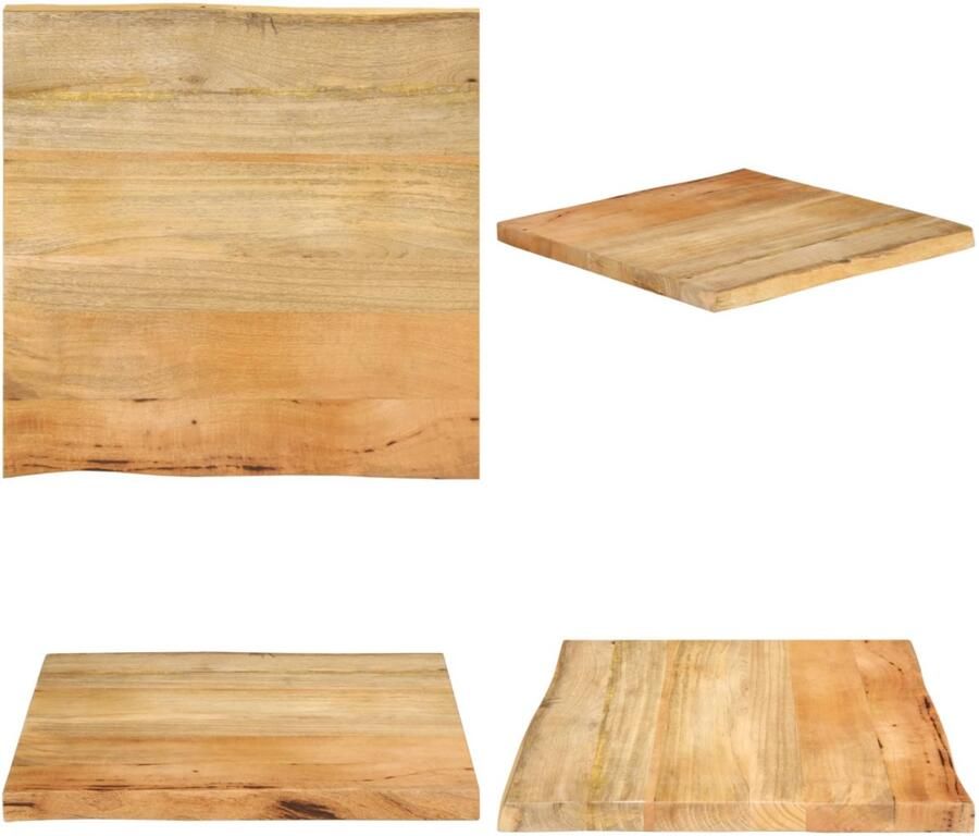 VidaXL Tafelblad met natuurlijke rand 60x60x2 5 cm massief mangohout Tafelblad Tafelbladen Vervangend Tafelblad Meubelpaneel