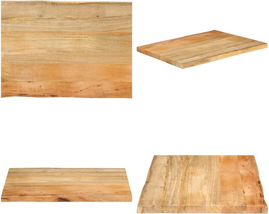 VidaXL Tafelblad met natuurlijke rand 70x60x2 5 cm massief mangohout Tafelblad Tafelbladen Vervangend Tafelblad Meubelpaneel