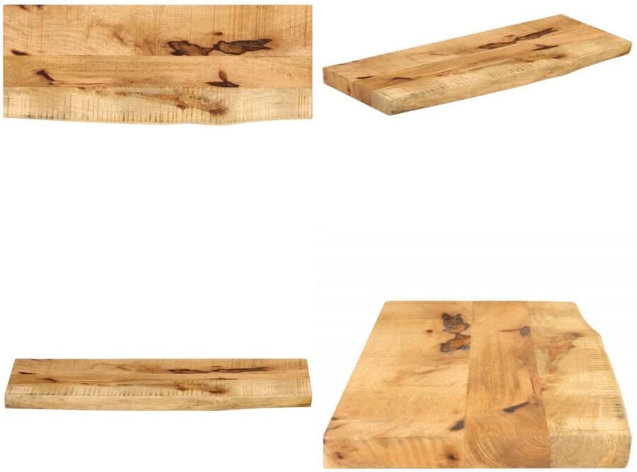VidaXL Tafelblad met natuurlijke rand 80x30x2 5 cm massief mangohout Tafelblad Tafelbladen Vervangend Tafelblad Meubelpaneel