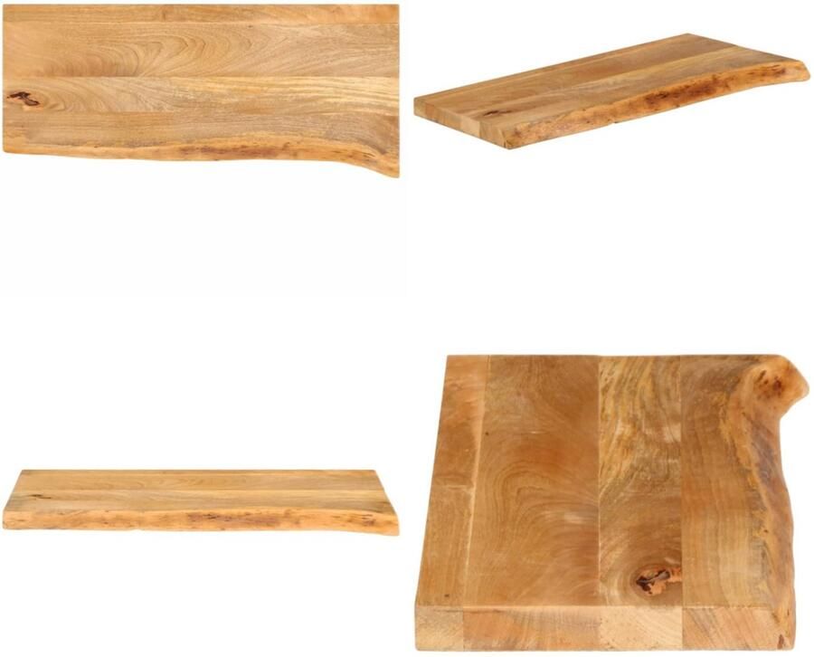 VidaXL Tafelblad met natuurlijke rand 80x30x3 8 cm massief mangohout Tafelblad Tafelbladen Vervangend Tafelblad Meubelpaneel