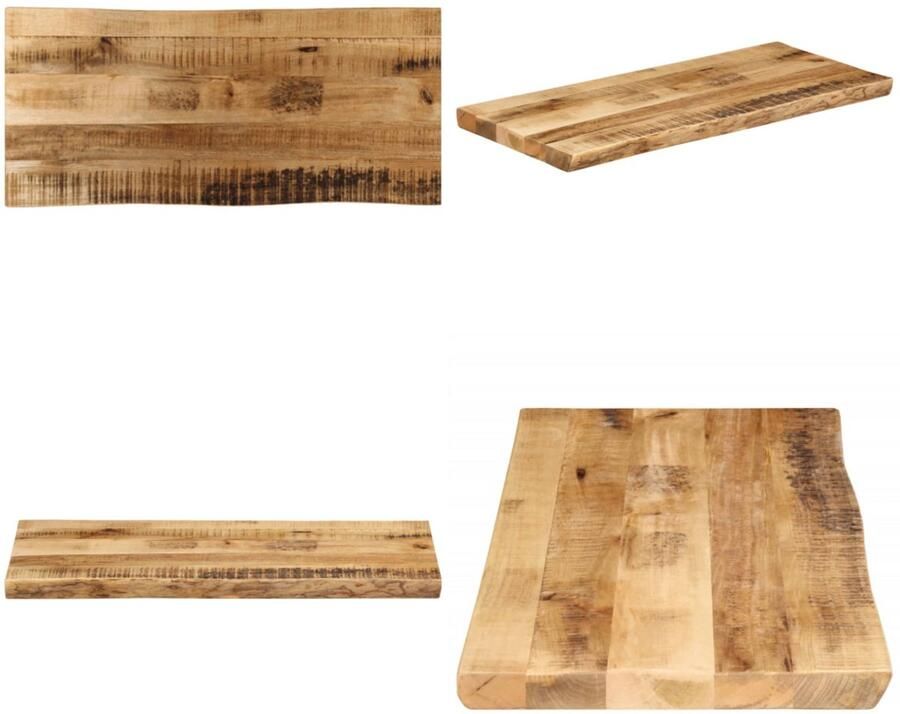 VidaXL Tafelblad met natuurlijke rand 80x40x2 5 cm massief mangohout Tafelblad Tafelbladen Vervangend Tafelblad Meubelpaneel