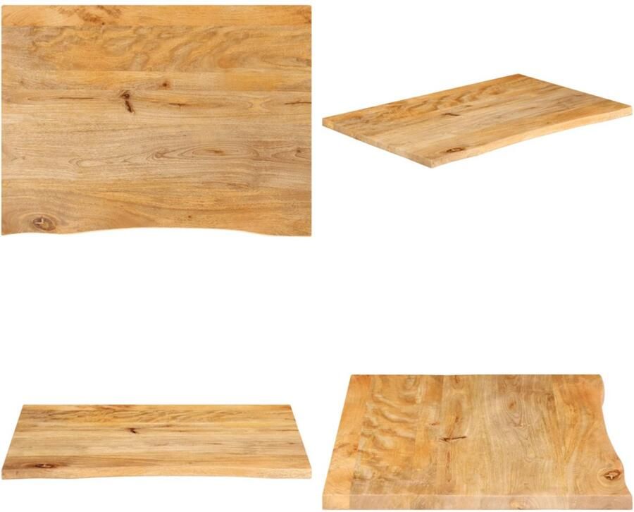 VidaXL Tafelblad met natuurlijke rand 80x60x2 5 cm massief mangohout Tafelblad Tafelbladen Vervangend Tafelblad Meubelpaneel