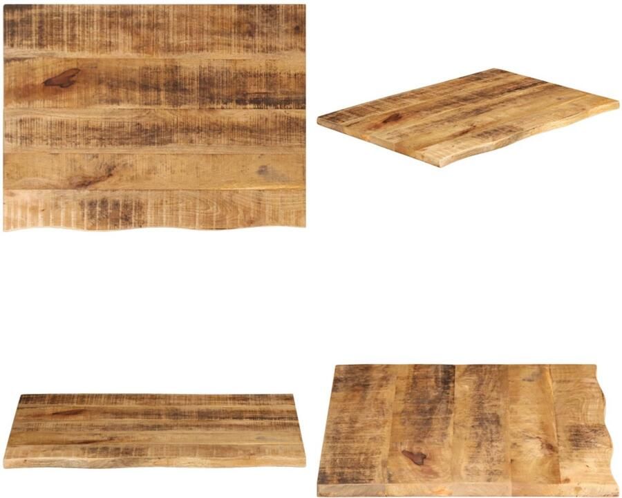 VidaXL Tafelblad met natuurlijke rand 80x60x3 8 cm massief mangohout Tafelblad Tafelbladen Vervangend Tafelblad Meubelpaneel