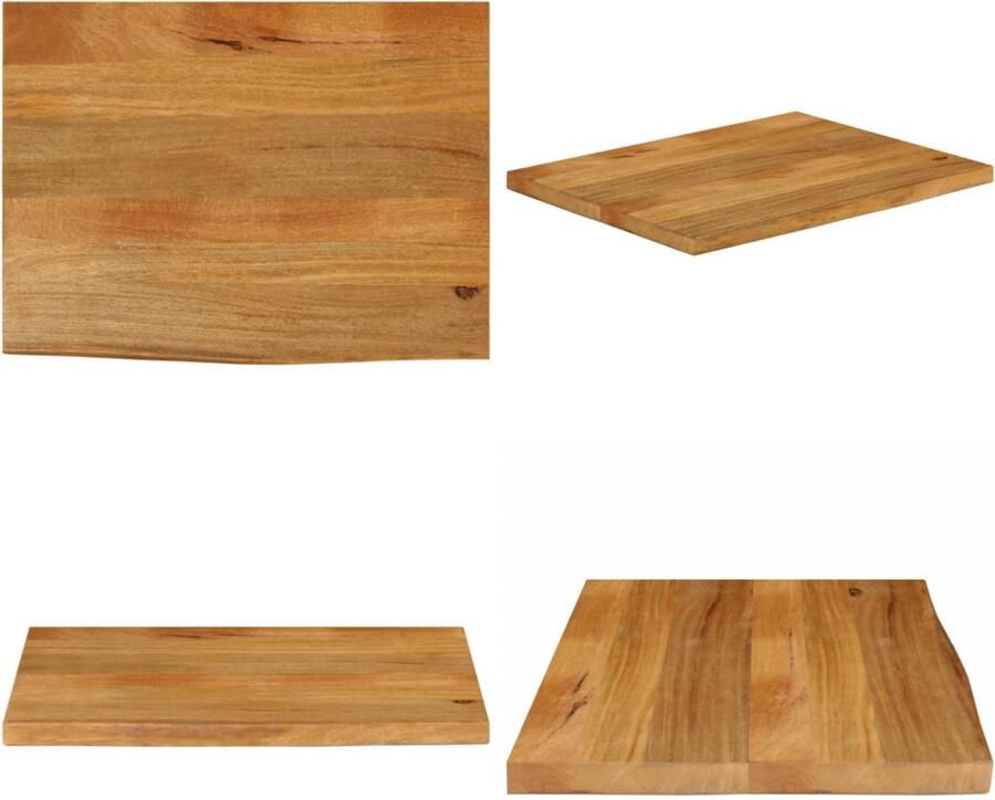 VidaXL Tafelblad met natuurlijke rand 80x60x3 8 cm massief mangohout Tafelblad Tafelbladen Vervangend Tafelblad Meubelpaneel