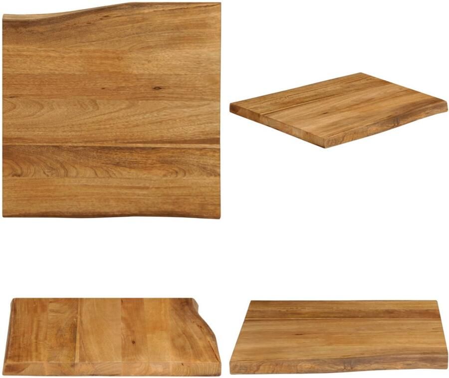 VidaXL Tafelblad met natuurlijke rand 80x80x2 5 cm massief mangohout Tafelblad Tafelbladen Vervangend Tafelblad Meubelpaneel
