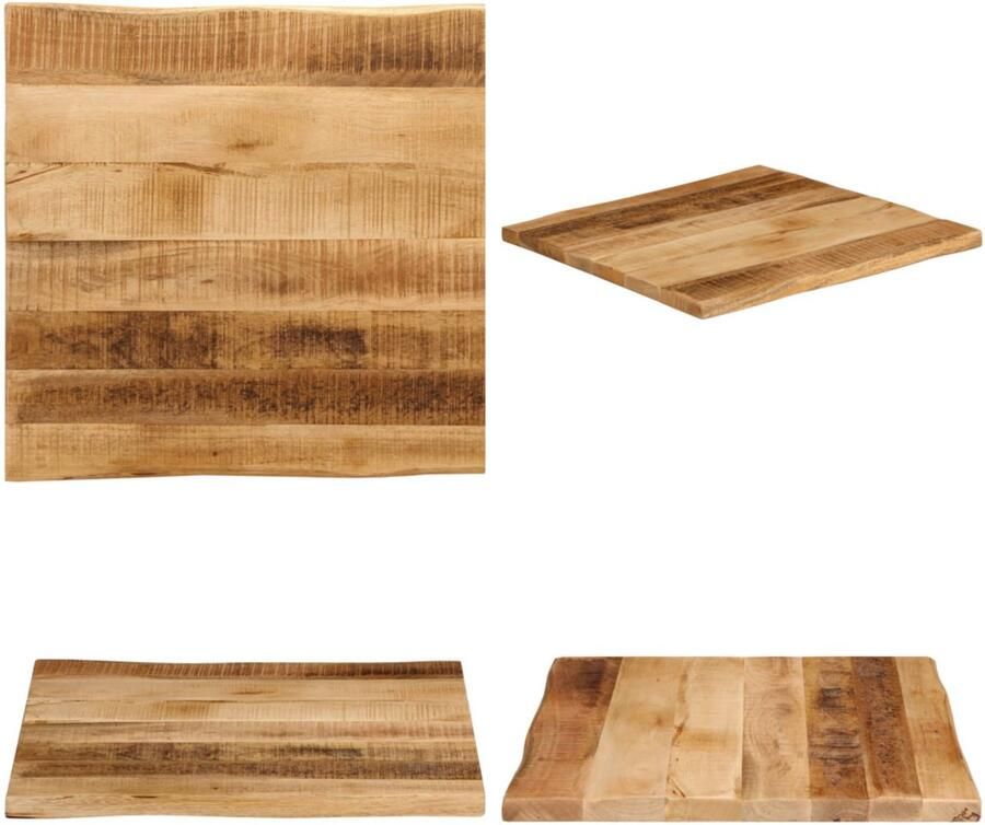 VidaXL Tafelblad met natuurlijke rand 80x80x2 5 cm massief mangohout Tafelblad Tafelbladen Vervangend Tafelblad Meubelpaneel