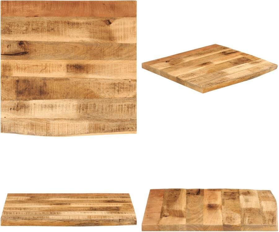 VidaXL Tafelblad met natuurlijke rand 80x80x2 5 cm massief mangohout Tafelblad Tafelbladen Vervangend Tafelblad Meubelpaneel