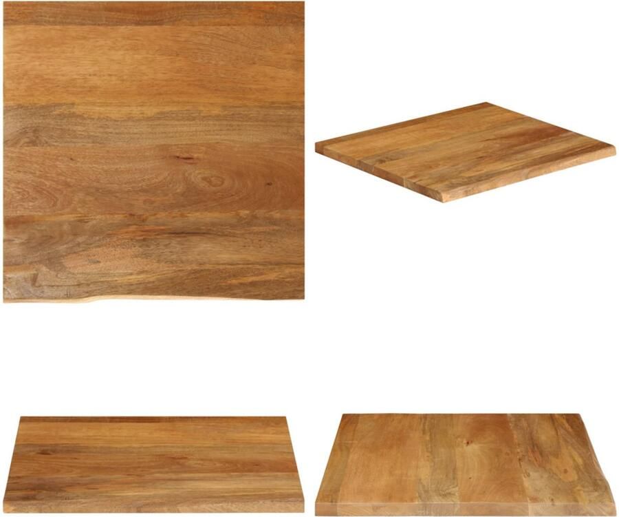 VidaXL Tafelblad met natuurlijke rand 80x80x2 5 cm massief mangohout Tafelblad Tafelbladen Vervangend Tafelblad Meubelpaneel
