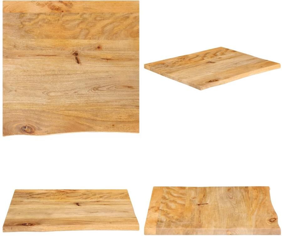 VidaXL Tafelblad met natuurlijke rand 80x80x2 5 cm massief mangohout Tafelblad Tafelbladen Vervangend Tafelblad Meubelpaneel